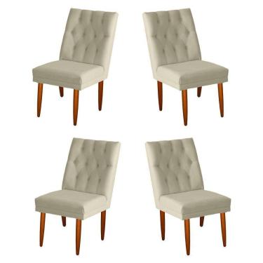 Imagem de Jogo 04 Cadeiras De Jantar Estofada Cozinha Paris Suede Porcelana Eli Móveis