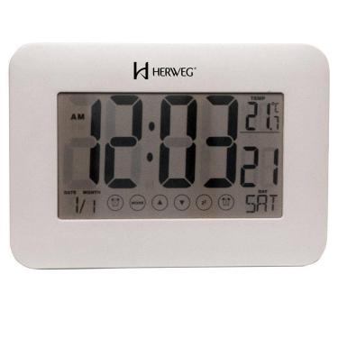 Imagem de Relógio De Parede Mesa Despertador Digital Touch 2983 Branco - Branco