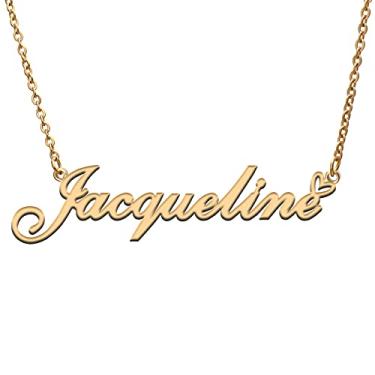 Imagem de RONKAH Colar de nome personalizado personalizado com coração colar de nome personalizado para mulheres colar de moda pessoal melhor presente para menina, mãe, filha, amizade, Natal, aniversário,