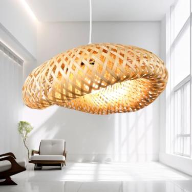 Imagem de Luminária de Teto Lustre Pendente Bambu Fundamentum Honolulu 40 Fio Branco Rústico