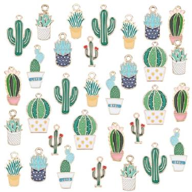 Imagem de PH PandaHall 48 peças, 8 estilos de cacto tropical, pingente de planta esmaltada para o verão, planta do deserto, pingente, pingente, pingente, pingente, pingente, contas para colar, pulseira, brincos, faça você mesmo