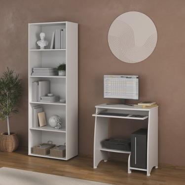 Imagem de Kit 2 Peças com Escrivaninha para Computador Pixel e Estante para Livros com 5 Prateleiras