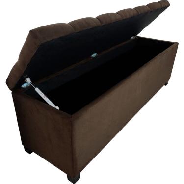 Imagem de Puf Baú Estofado Em Capitonê Queen 160x40x45cm Marrom Escuro - Produto de Alta Qualidad...