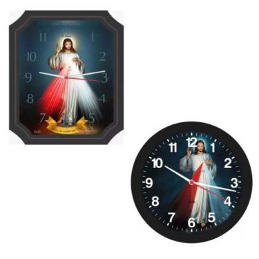 Imagem de Kit 2 Relogio Jesus Misericordioso Redondo e Retangular + NF - Bells