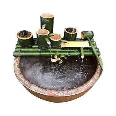 Imagem de Fonte solar de bambu para jardim, fonte de água para uso externo para aquário de pássaros, tanque de peixes, lagos ou decoração de jardim, parece muito interessante (7 (55 cm/21,6 pol)) ()