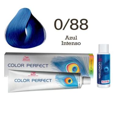 Imagem de Coloração Color Perfect 0/88 Azul Intenso + Ox 30 Welloxon  Wella - We