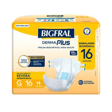 Imagem de Fralda Bigfral Derma Plus Econômica G 16 Unidades