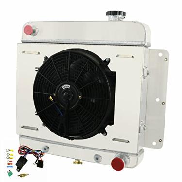 Imagem de Cubauto Radiador de 4 fileiras de alto desempenho para Chevrolet Chevy II Nova Base 1962-1967 1966 Nova SS L6 V8 1963 1964 1965 Kit de relé de ventilador de radiador de alumínio