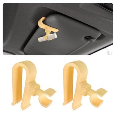 Imagem de Suporte de batom de carro com 2 peças para viseira solar – Protetor labial organizador para mulheres motoristas, lindo armazenamento de batom para interior de carro (bege)