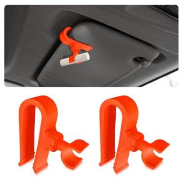 Imagem de Suporte de batom de carro com 2 peças para viseira solar – Protetor labial organizador para mulheres motoristas, lindo armazenamento de batom para interior de carro (laranja)