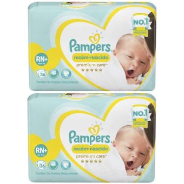 Imagem de Kit 2ptes Fraldas Pampers RN Premium Care 36un até 6kg