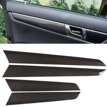 Imagem de Tumukiw 4 peças de capa de acabamento de painel de porta compatível com Mercedes Benz C Class W204 2008-2013 painel de porta interna capa de apoio de braço adesivo decoração acessórios interiores