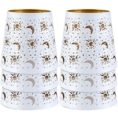 Imagem de YISUN Conjunto de 6 persianas de metal, abajur pequeno para candelabro, luminária de parede com clipe (branco/dourado)