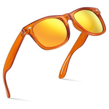 Imagem de Retro Rewind Óculos de sol espelhados coloridos neon anos 80 com armação translúcida para homens e mulheres, Laranja translúcido | Espelho laranja Revo, One size fits most