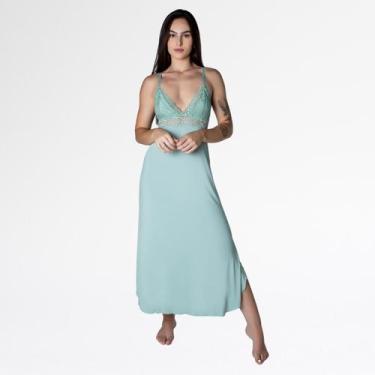 Imagem de Camisola Longa Nadador Renda Luxo Alças Cruzadas Conforto - ALTIE, Teo