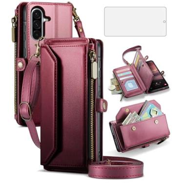 Imagem de Asuwish Capa de telefone para Samsung Galaxy A56 5G capa carteira com zíper com protetor de tela de vidro temperado e flip flip bloqueio RFID suporte para cartão de crédito celular A 56 56A LTE