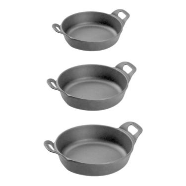 Imagem de Kit 3 Travessas Redonda 0,4l + 0,9l + 1,7l Em Ferro Fundido Panela Mineira
