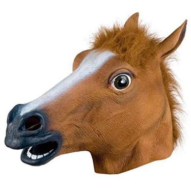 Imagem de LNtech Máscara de látex para cavalos, máscaras de animais de Halloween, máscara de cavalo, fantasia de festa para adultos (cavalo)