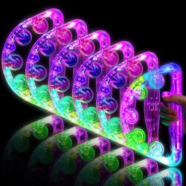 Imagem de Sumind 12 Pandeiros de LED que Acendem, Musical Intermitente, Portátil, para Homens e Mulheres, Cores Aleatórias