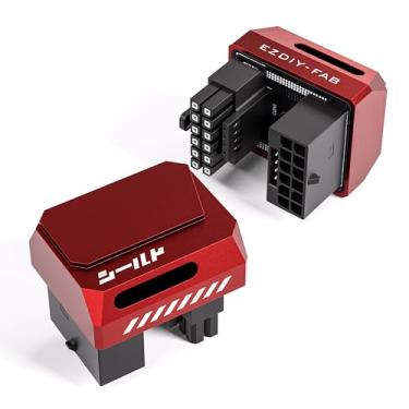 Imagem de EZDIY-FAB Adaptador PCIe 5.1 - 600W 12 + 4 pinos, conector de alimentação GPU 12VHPWR de 16 pinos, adaptador GPU 12V-2x6, ângulo reto de 180 graus - compatível com RTX 3090Ti, 4070Ti, 4080, 4090 GPU -