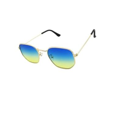 Imagem de Óculos de Sol Hexagonal Armação em Metal com Case Luxo Proteção UV400 Estilo Retrô Aviador Unissex Feminino Masculino - Cacife Brand (Color)