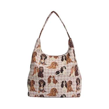 Imagem de Signare Tapeçaria Hobo Bolsa de ombro para mulheres, Cavalier King Charles Spaniel Dog, Large