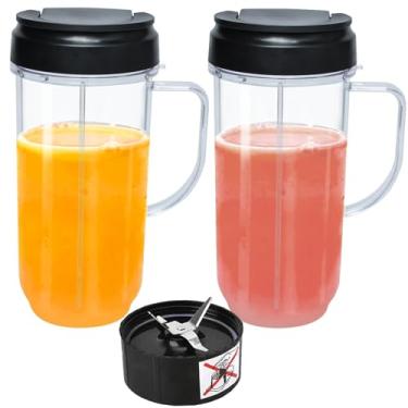 Imagem de Copos de liquidificador Magic Bullet de 623 g, copo alto de 623 g com lâmina cruzada, peças de reposição MB1001 de 250 W compatíveis com o misturador Magic Bullet Blender, Juicer Mixer