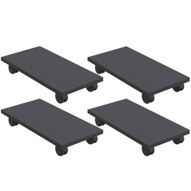 Imagem de Kit 04 Suportes Para Cpu Com Rodízios Cyber L03 Preto