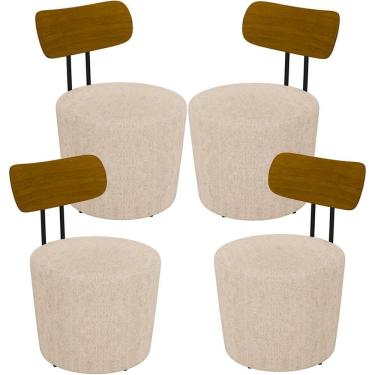 Imagem de Kit 04 Poltronas Base Fixa Luara M03 Linho Cru