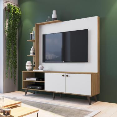 Imagem de Estante Home Tv Até 55 Polegadas Retrô Naturalle Branco Off