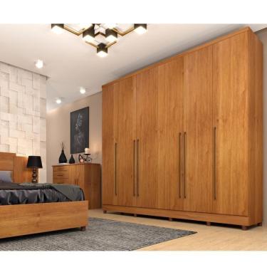 Imagem de Quarto De Casal Roupeiro 6 Portas Portugal Com Pés, Cama Casal Queen, Cabeceira E Cômoda 5 Gavetas Cinamomo
