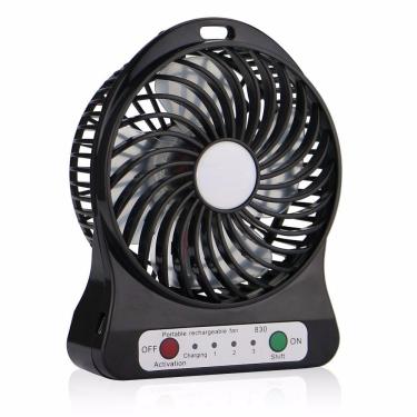 Imagem de Mini Ventilador Portátil Bateria Recarregável 3 Velocidades C/ Baterria - Preto