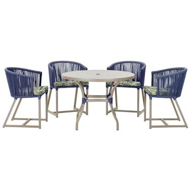 Imagem de Mesa Com 4 Cadeiras E Noronha Estofado 5 Trama Original Azul