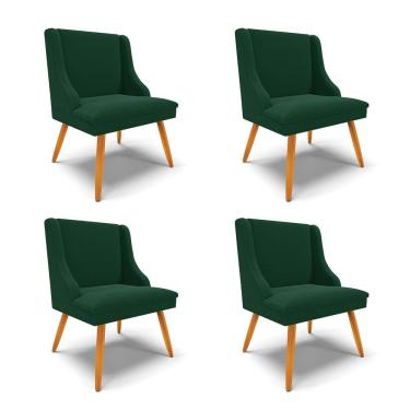 Imagem de Cadeira Sala De Jantar Pé Palito Castanho Kit 4 Liz Bouclê Verde D03 - D'rossi