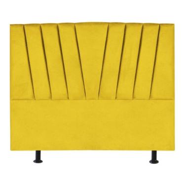Imagem de Cabeceira Casal Queen Size Cama Estofada 160 Cm Emma Suede Amarelo