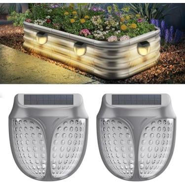 Imagem de YINDUZ Luzes solares magnéticas para cama de jardim elevada, IPX4 à prova d'água, luzes solares externas, luz de jardim movida a energia solar para canteiros elevados, pacote com 2