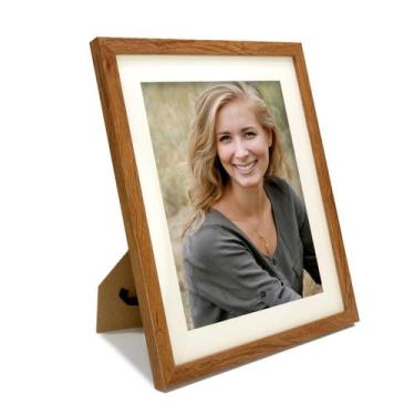 Imagem de Porta Retrato Foto 20x25 Madeira Escura Moldura Dupla - MultiArt