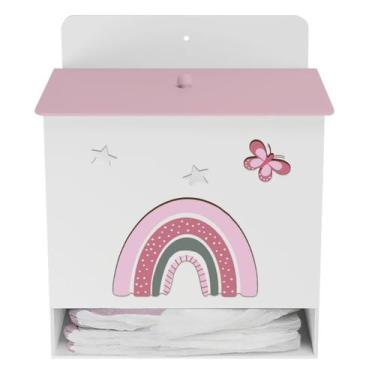 Imagem de Porta Fralda Kit Higiene MDF Quarto Infantil Arco Íris - Neném na Nuve