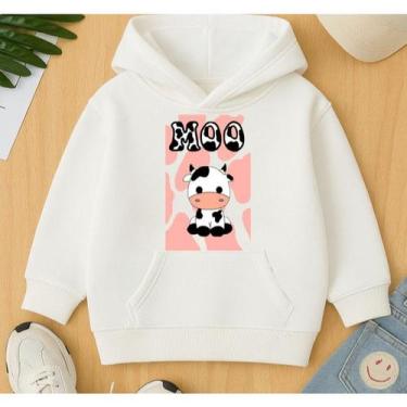 Imagem de Moletom Canguru Infantil Neném Estampa Vaquinha Moo Bebê Kids Criança 
