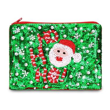 Imagem de PHALIN Porta-Moedas De Natal Para Mulheres, Bolsa Contas Holly Jolly, Be Merry Joy, Carteira Trocados Feita À Mão Com Zíper, Acessórios Roupas E Presentes (Estilo A)