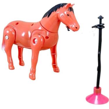 Imagem de Cavalinho de corda Vermelho Anda E Gira Brinquedo Animais Robo Cavalo