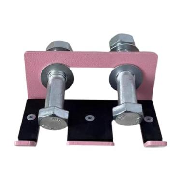 Imagem de Pegciuho Suporte de barra para rack de agachamento, suporte de barra de peso para armazenamento de rack de supino, duplo para barra, fácil de instalar, Rosa
