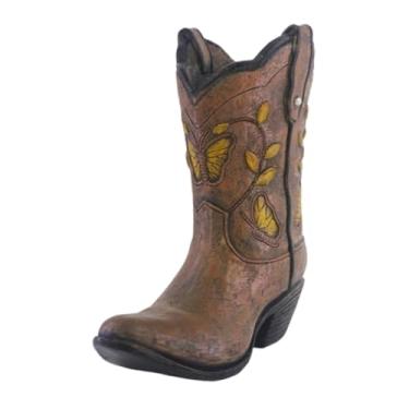 Imagem de Ｂｅｓｇａ Vaso de bota de cowgirl para arranjos florais, vaso de resina, decoração de mesa, pequeno, 17,5 cm de altura, ornamento para estante de livros, Marrom