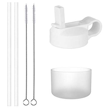 Imagem de The Mass Tampa de canudo e bota para Hydro Flask boca larga e garrafa de água isolada de outras marcas (serve para boca larga de 340 a 590 ml, tampa branca e bota transparente)