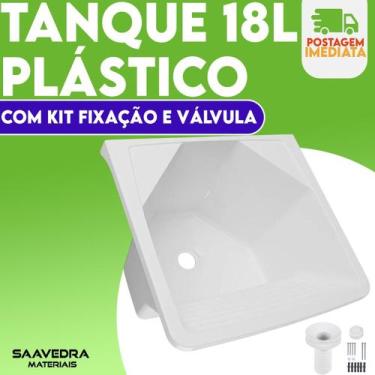 Imagem de Tanque Plástico Lavar Roupa 41x38x29cm 18 Litros com Kit Fixação e Vál