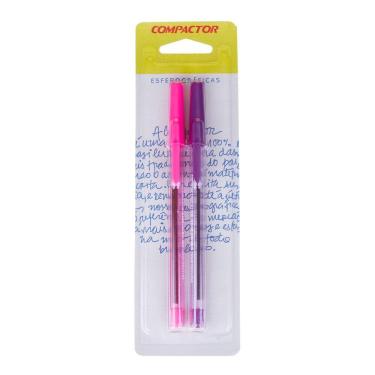 Imagem de Caneta Esferográfica Rosa e Violeta Compactor