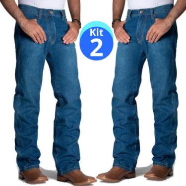 Imagem de Kit 2 calça jeans masculino reto trabalho sem Lycra resistente - DS JE