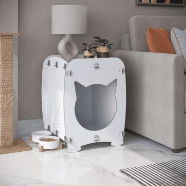 Imagem de Mesa De Cabeceira Casinha Pet Gato Cat Branco