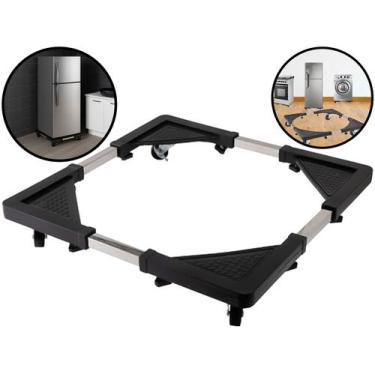 Imagem de Carrinho Base Suporte Inox Para Geladeira Máquina De Lavar Móveis Com 