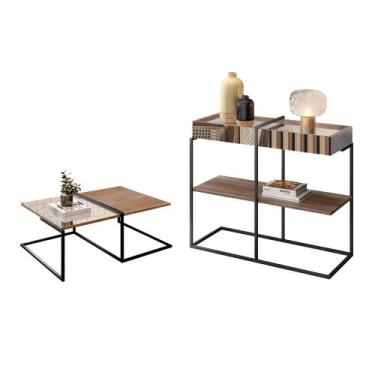 Imagem de Conjunto Mesa de Centro e Aparador Lagos Demolição Preto - CASA H